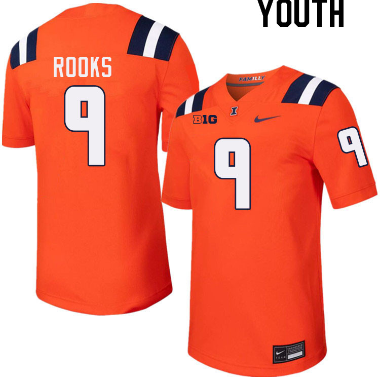 Youth #9 Tyson Rooks Illinois Fighting Illini College Football Jerseys Stitched-Orange